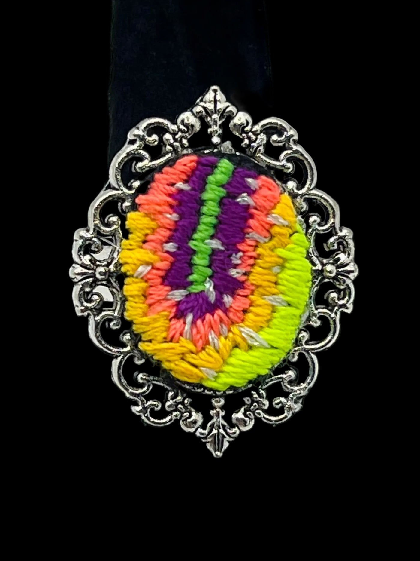 Embroidered Geode Ring (Adjustable)