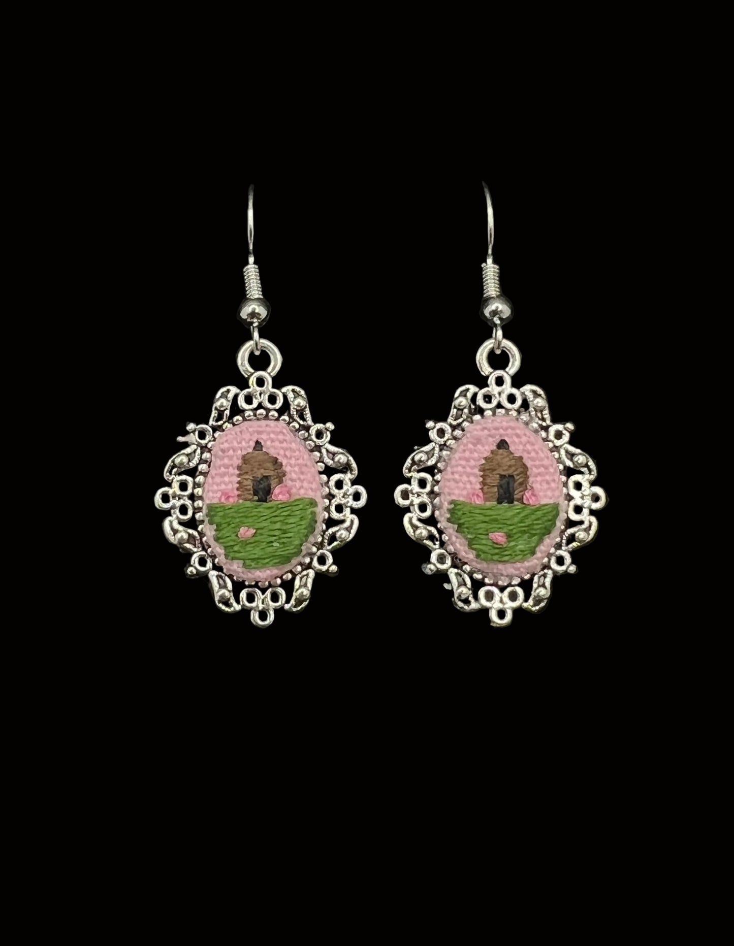 Embroidered Navajo Landscape Earrings
