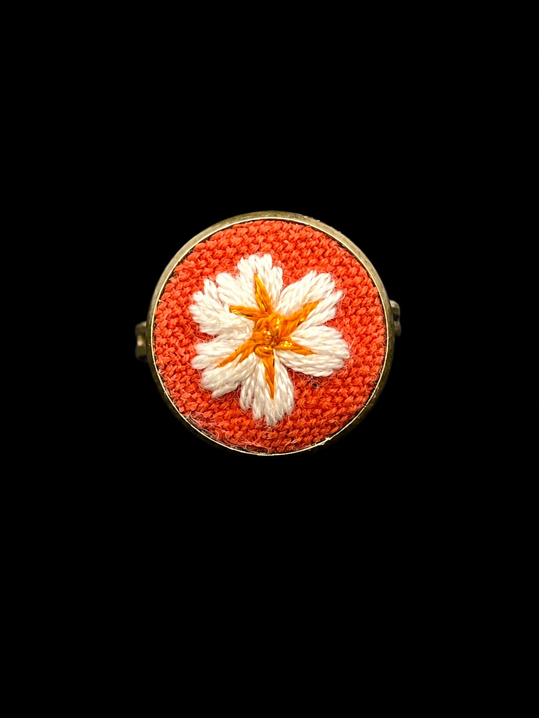 Embroidered Flower Ring (Adjustable)