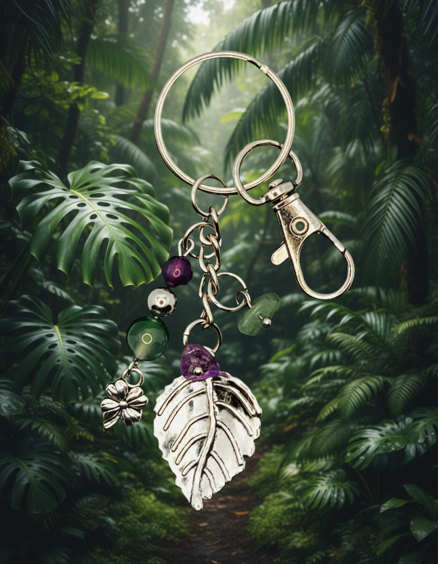 Purple & Green RainForest Key Chain w/ Lobster Clasp