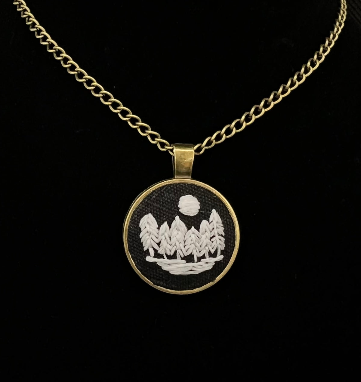 Embroidered Glow in the Dark Forest Pendant