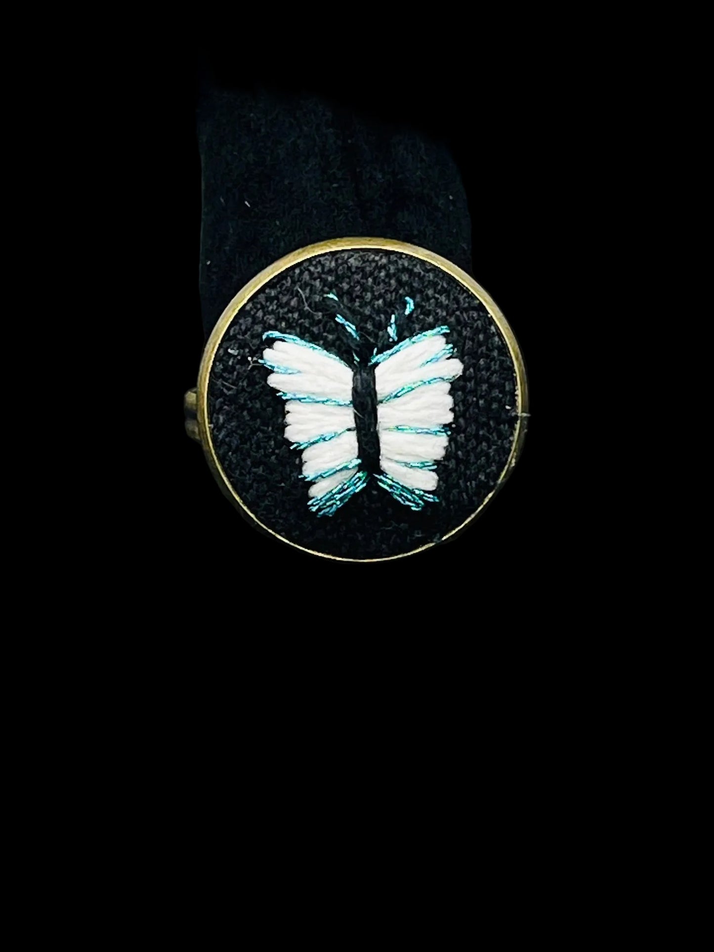 Embroidered Glow in the Dark Butterfly Ring (Adjustable)