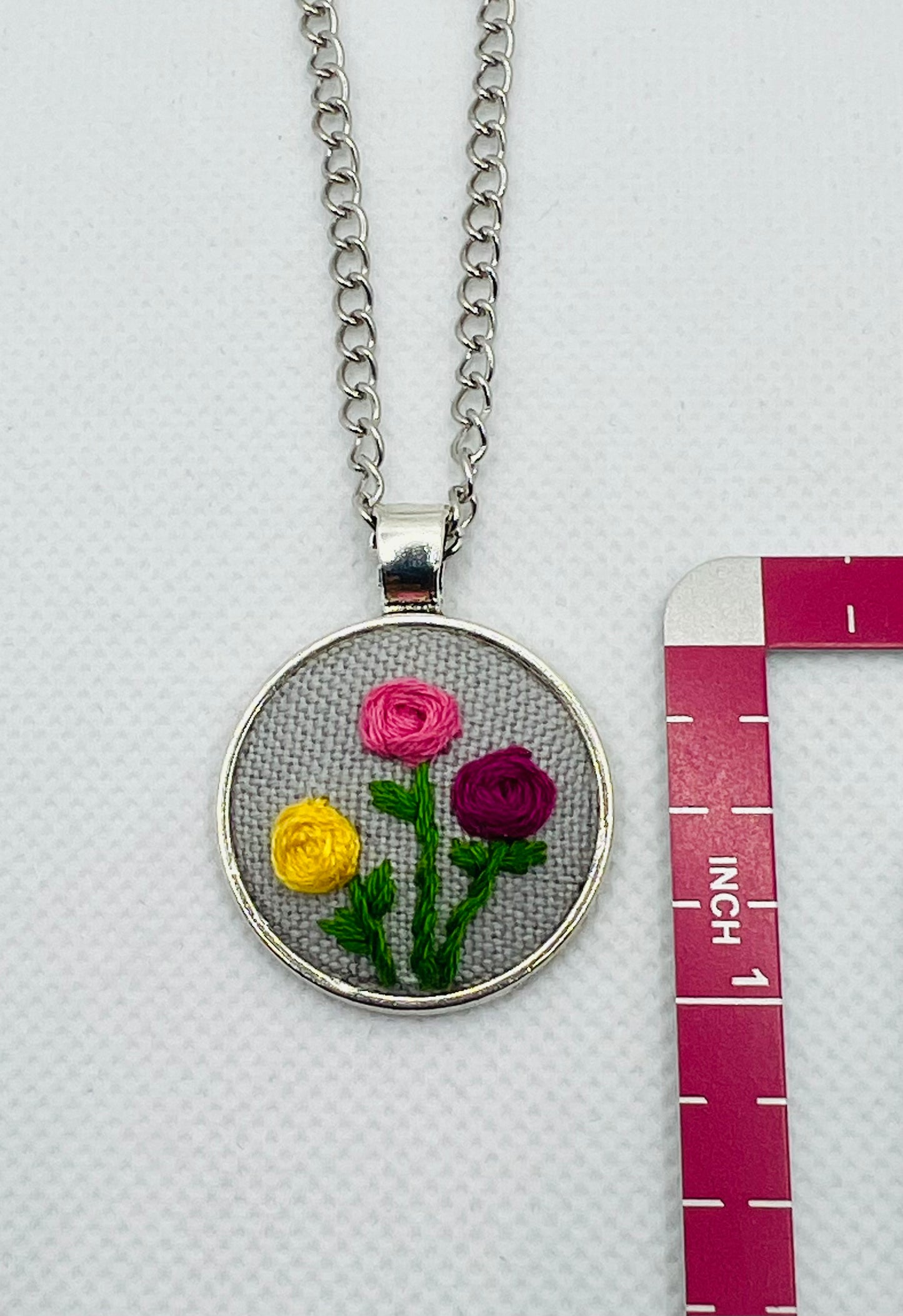 Embroidered Flower Pendant
