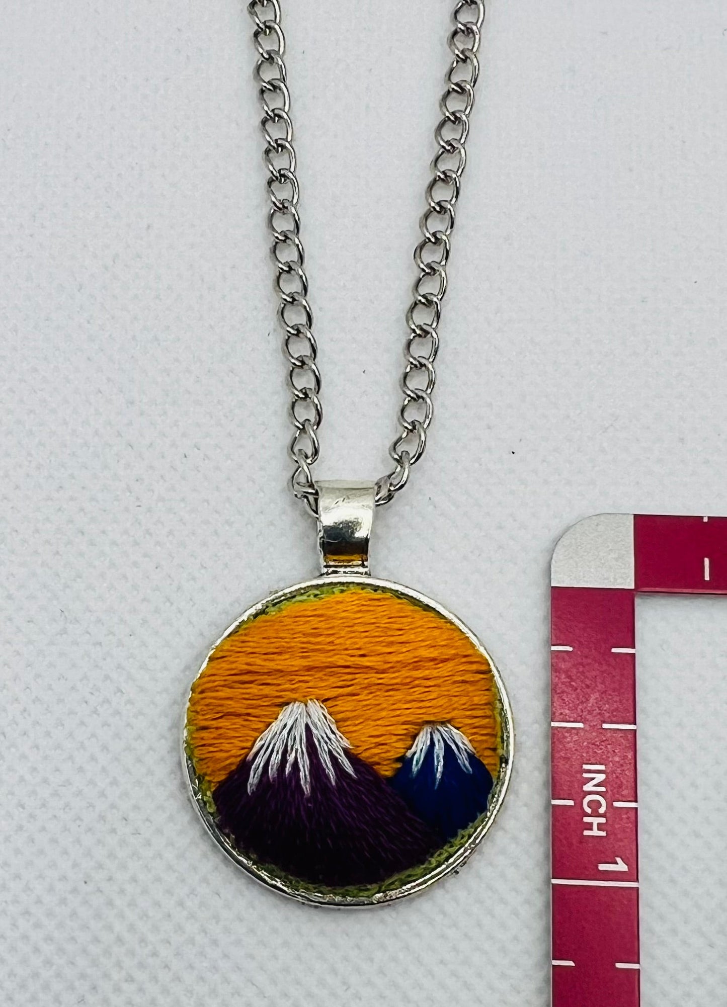 Embroidered Mountain Pendant