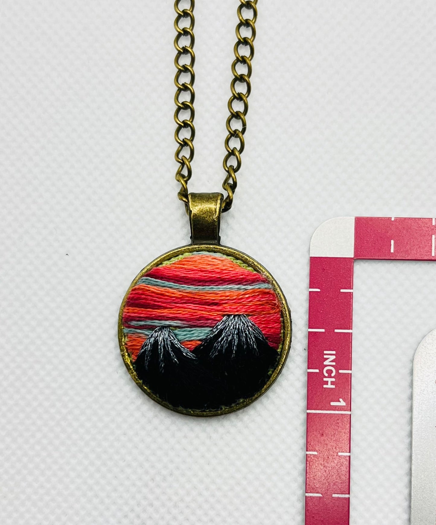 Embroidered Mountain Pendant