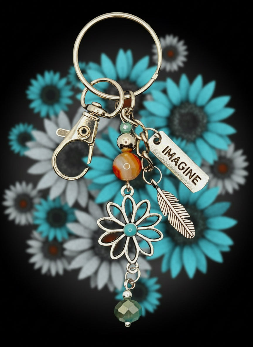 Silver Flower Key Chain w/ Lobster Clasp