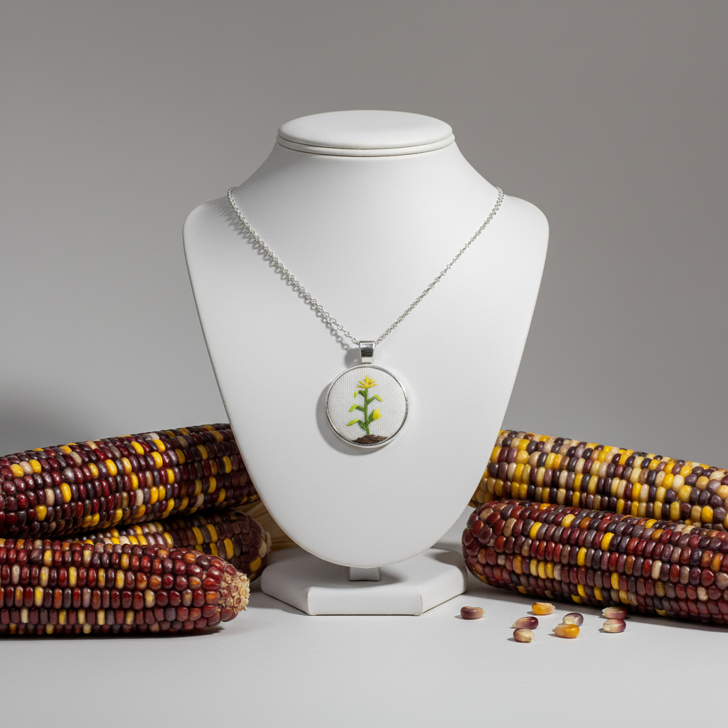 Navajo Corn Embroidered Pendants