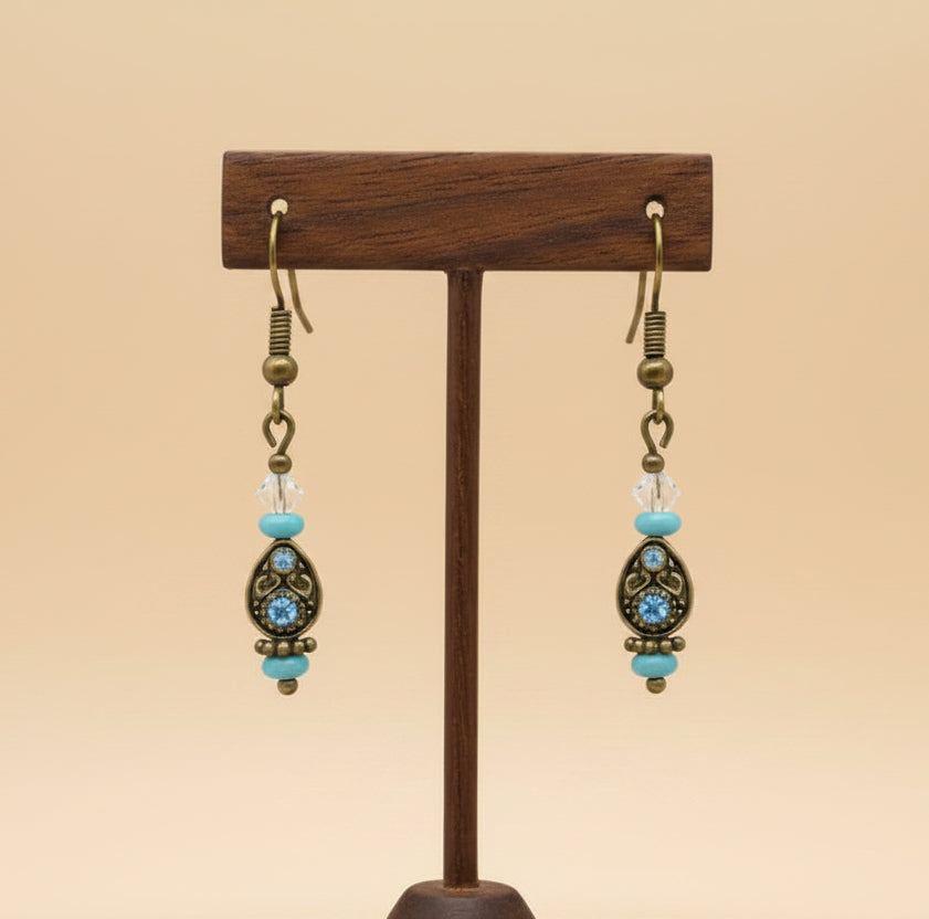 Bronze AB Crystal Rain Drop Earrings