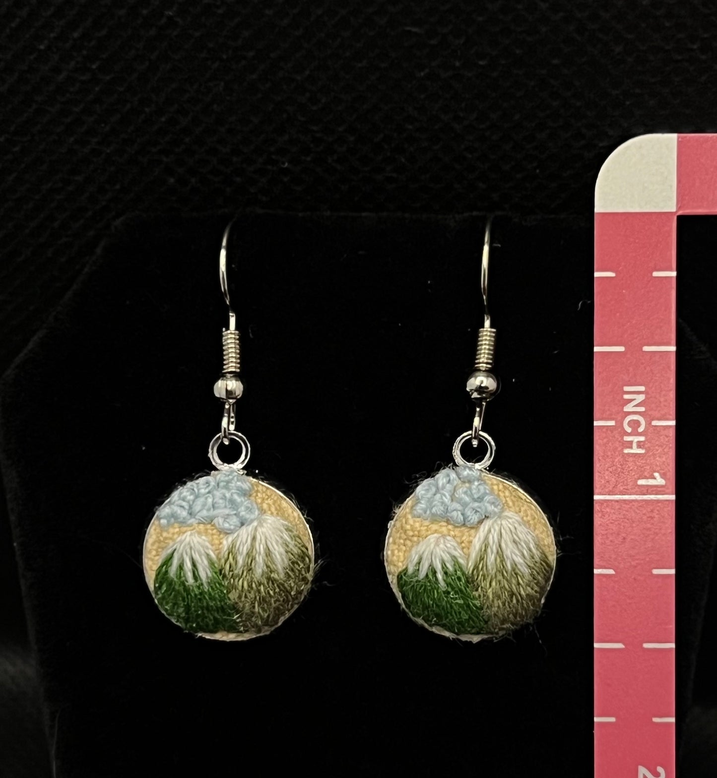Embroidered Mountain Landscape Earrings