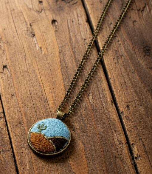Embroidered Desert Pendant