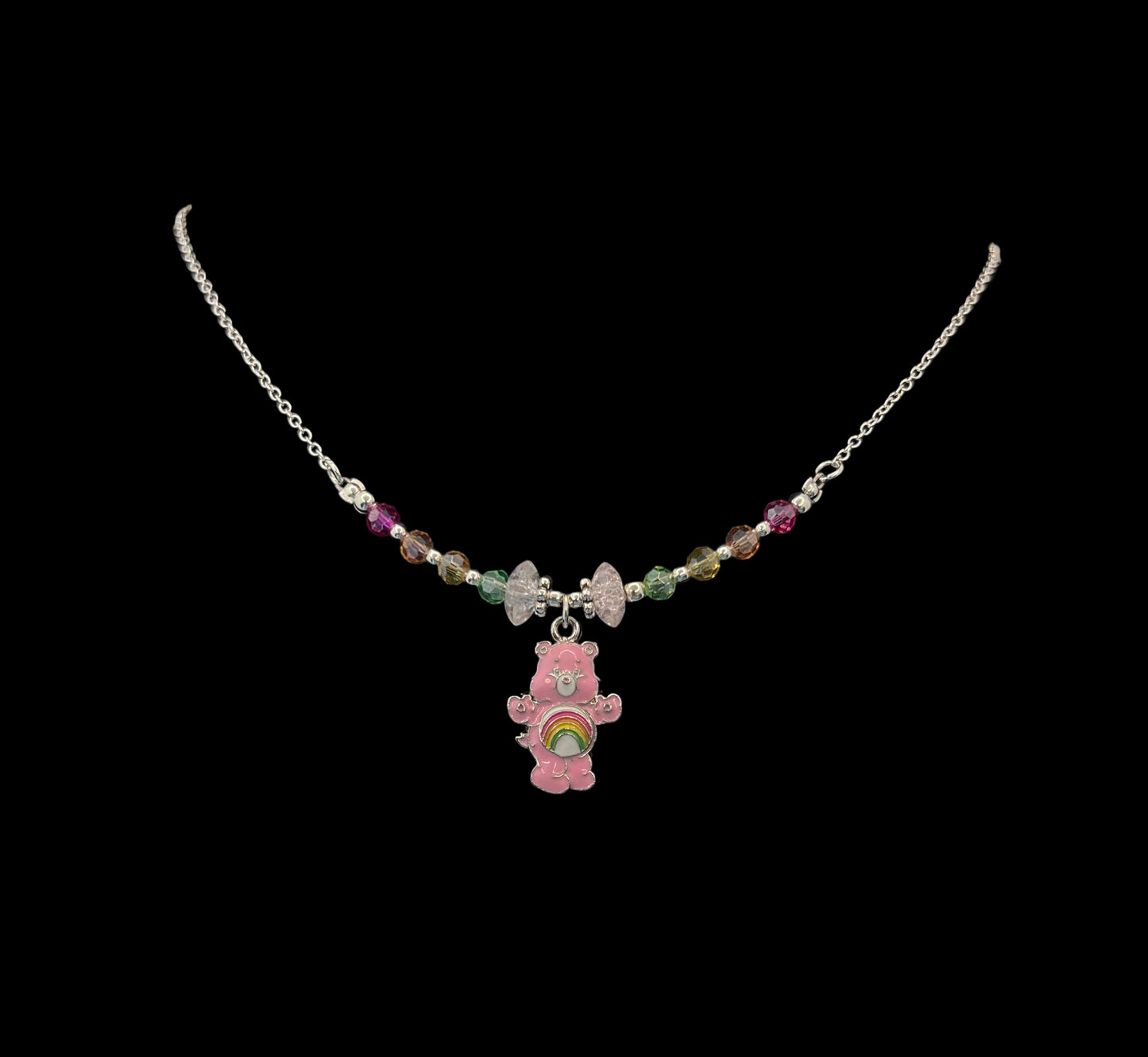 Cheer Care Bear Beaded Wire Chain Necklace