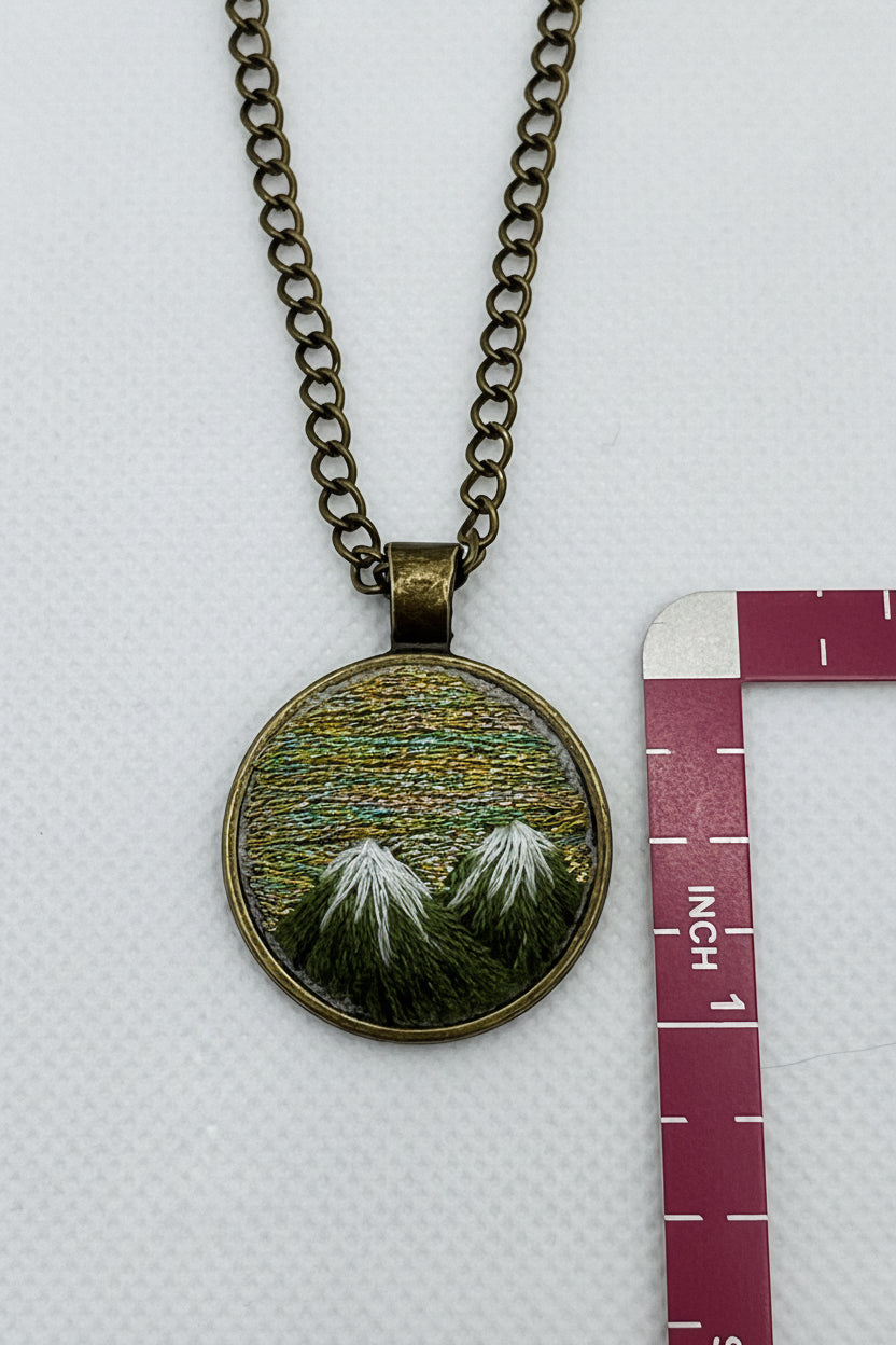 Embroidered Bronze Pendant