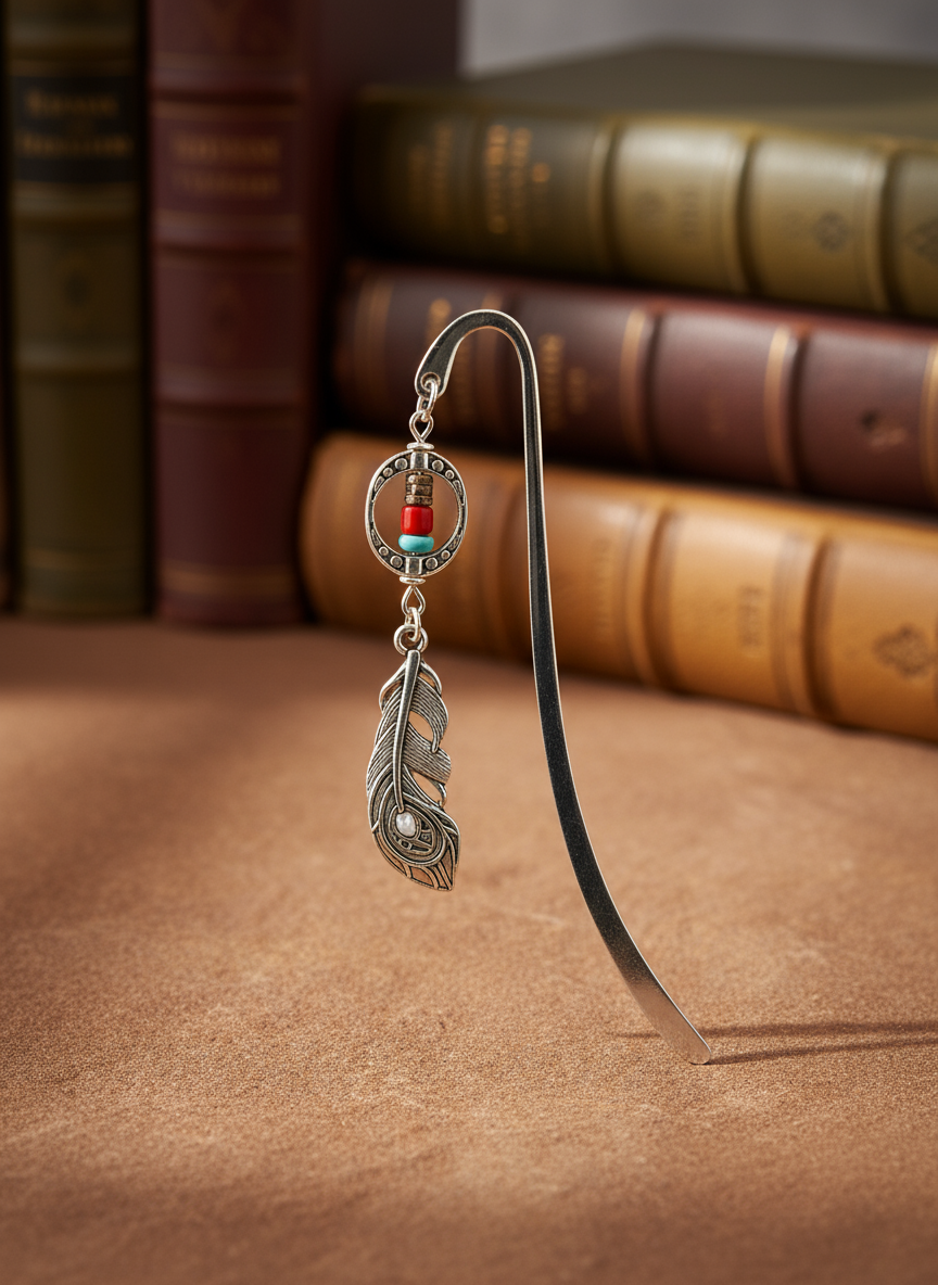 Silver Feather Bookmark