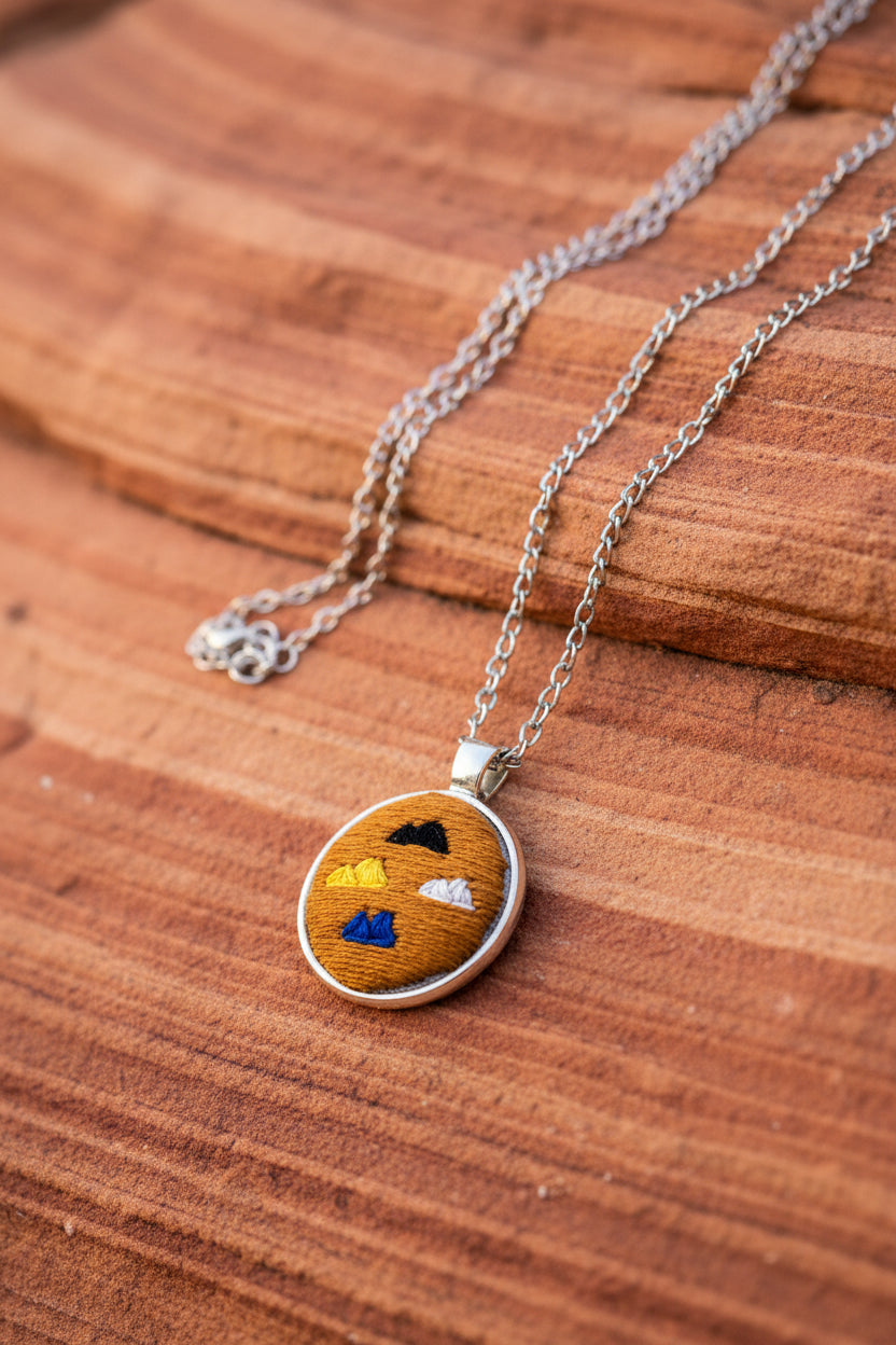 Embroidered Navajo 4 Sacred Mountains Pendant