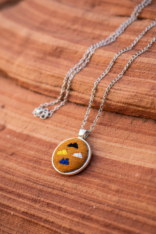 Embroidered Navajo 4 Sacred Mountains Pendant