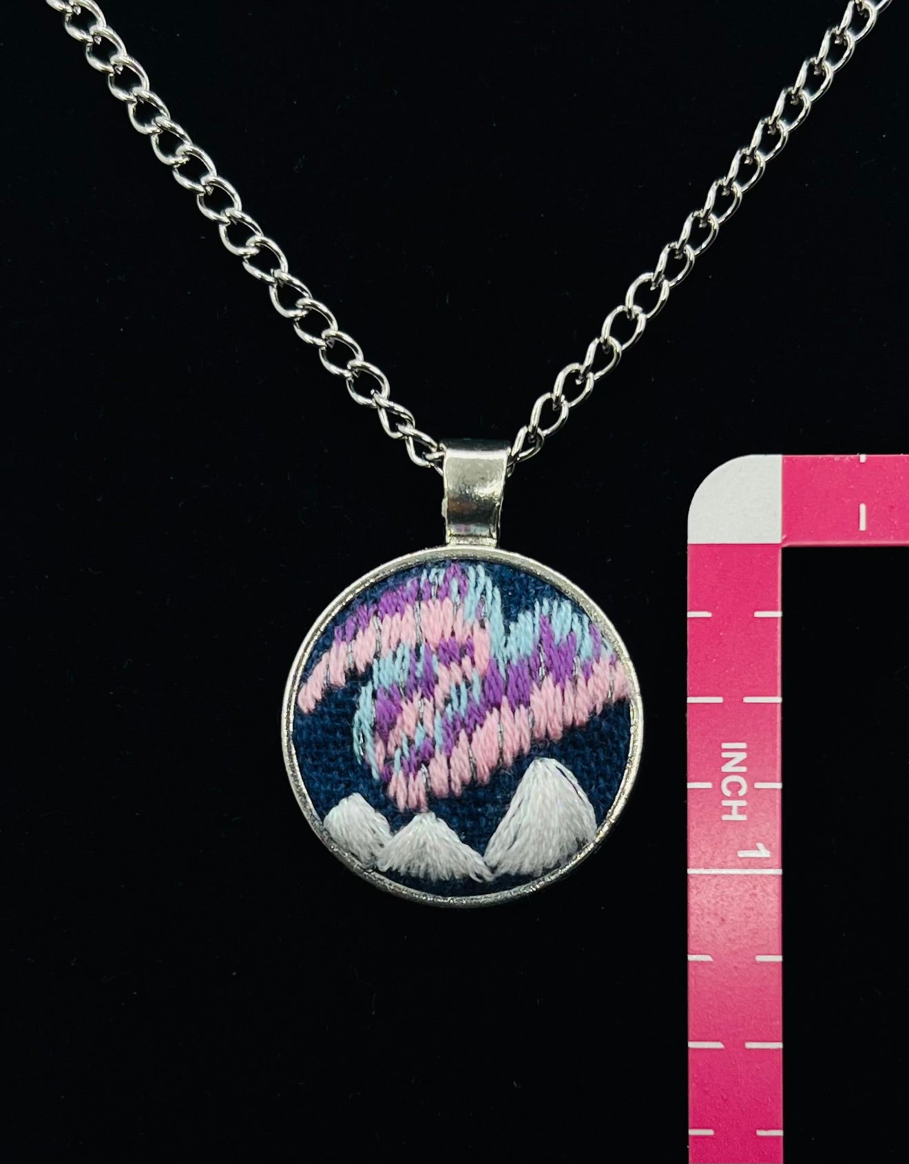 Purple Aurora Borealis Embroidered Pendant