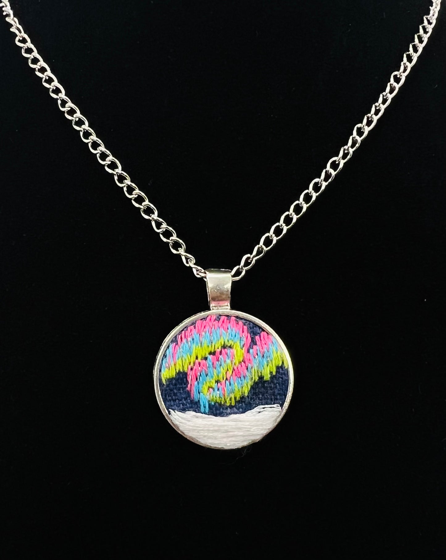 Aurora Borealis Embroidered Pendant
