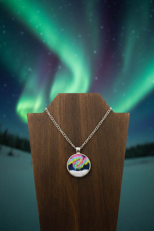 Aurora Borealis Embroidered Pendant