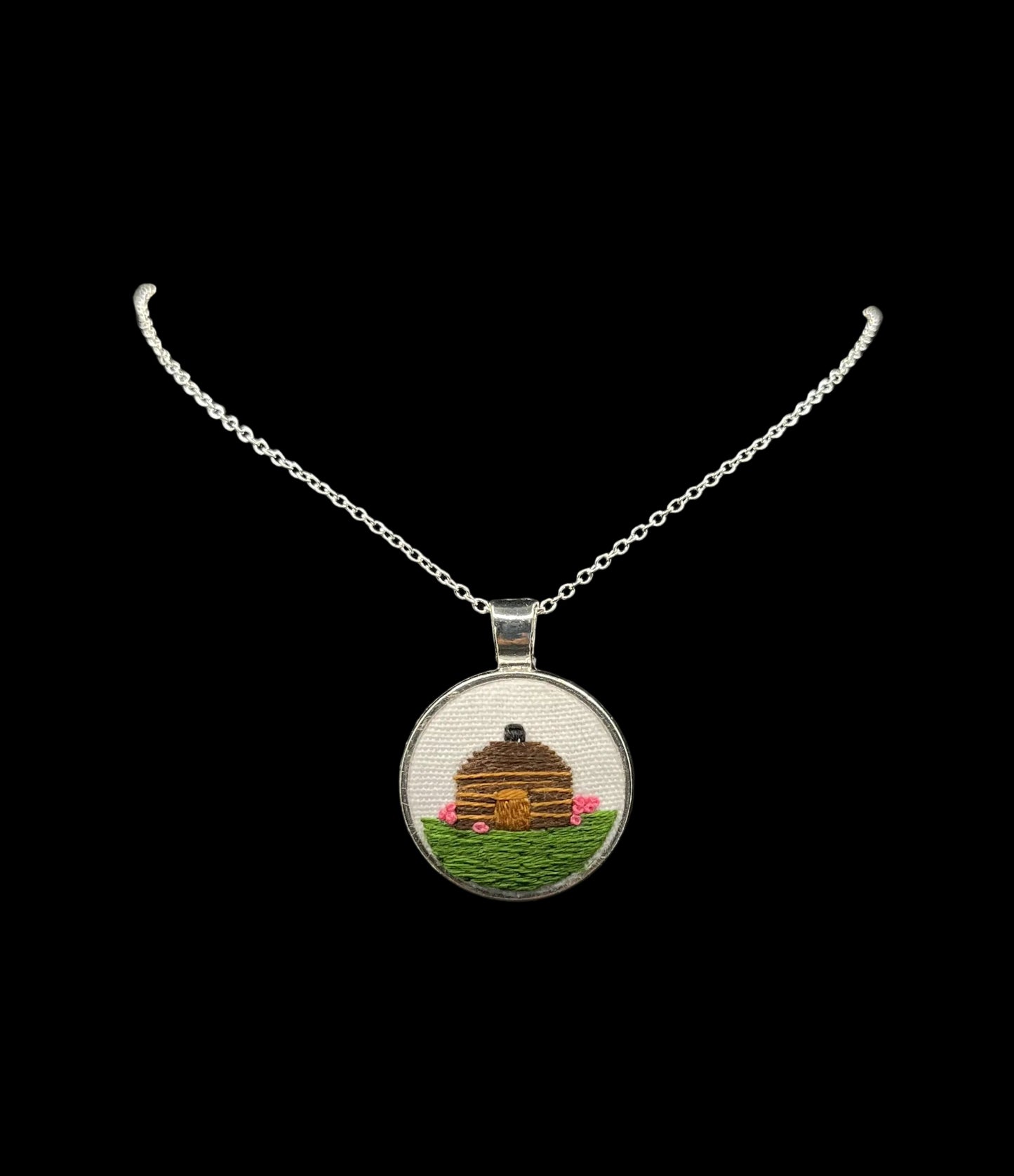Navajo Hogan Pink Flower Pendant
