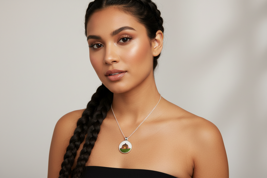 Navajo Hogan Pink Flower Pendant