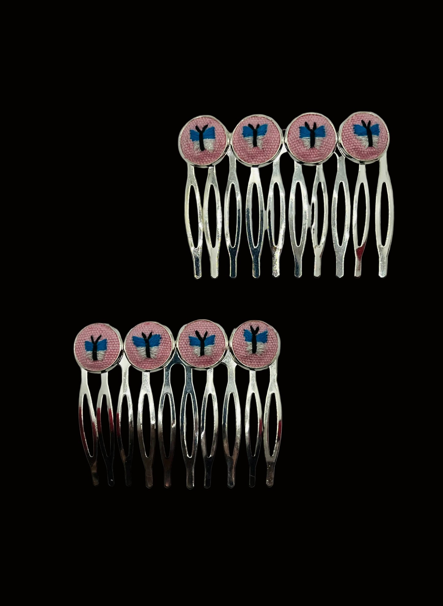 Embroidered Butterfly Hair Comb