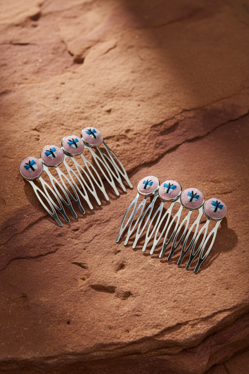 Embroidered Butterfly Hair Comb