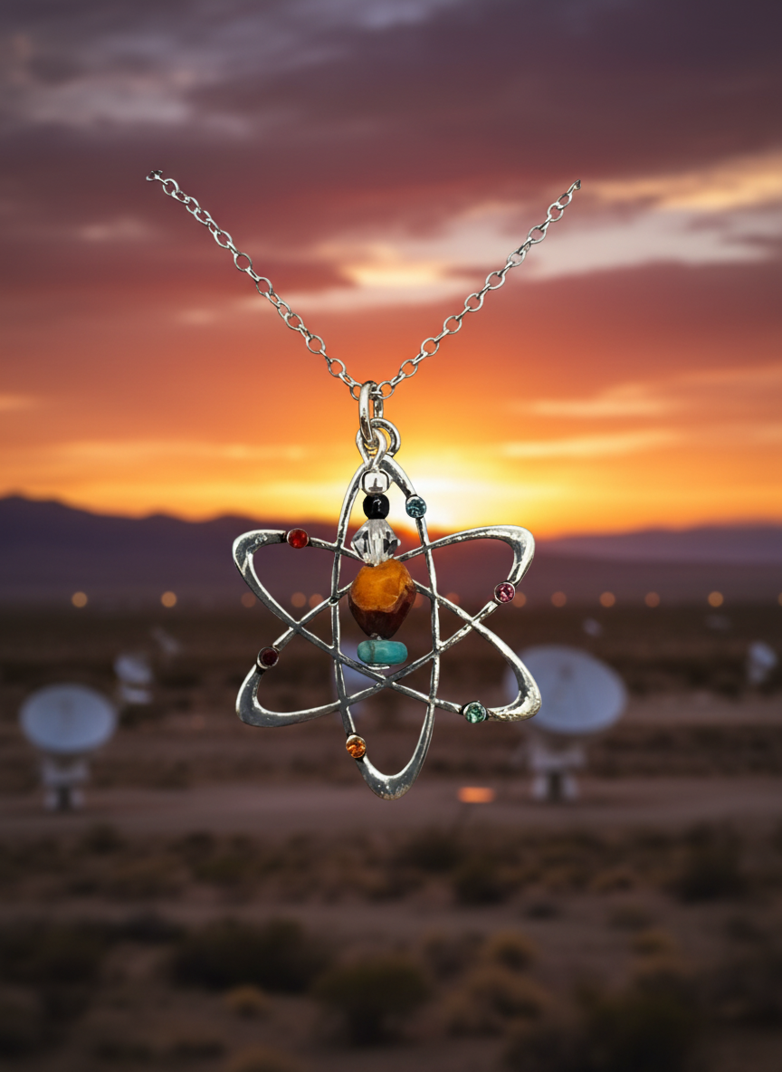 Turquoise, Juniper Ghost Bead & Atom Pendant Necklace