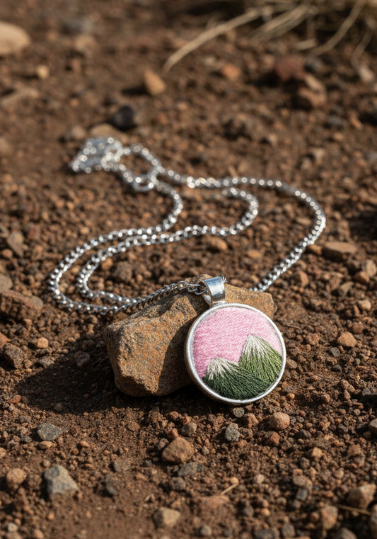 Embroidered Mountain Pendant