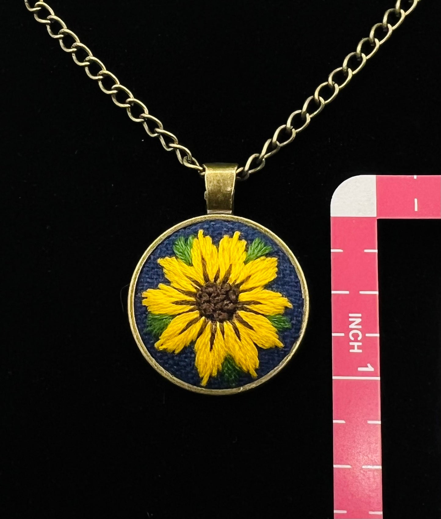Sunflower Embroidered Pendant