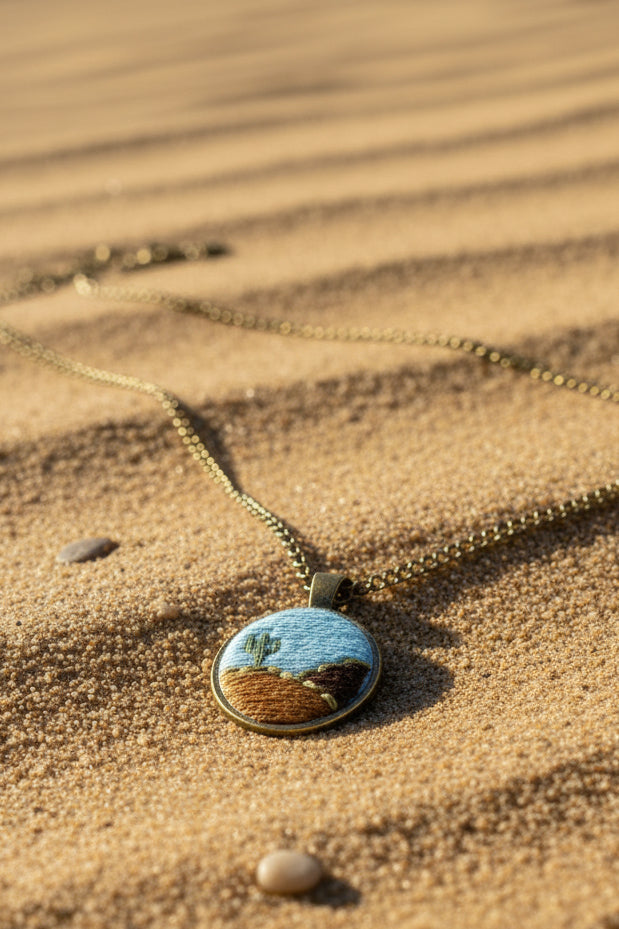 Embroidered Desert Pendant