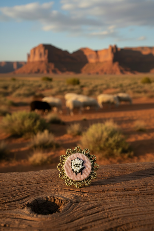 Embroidered Sheep Brooch