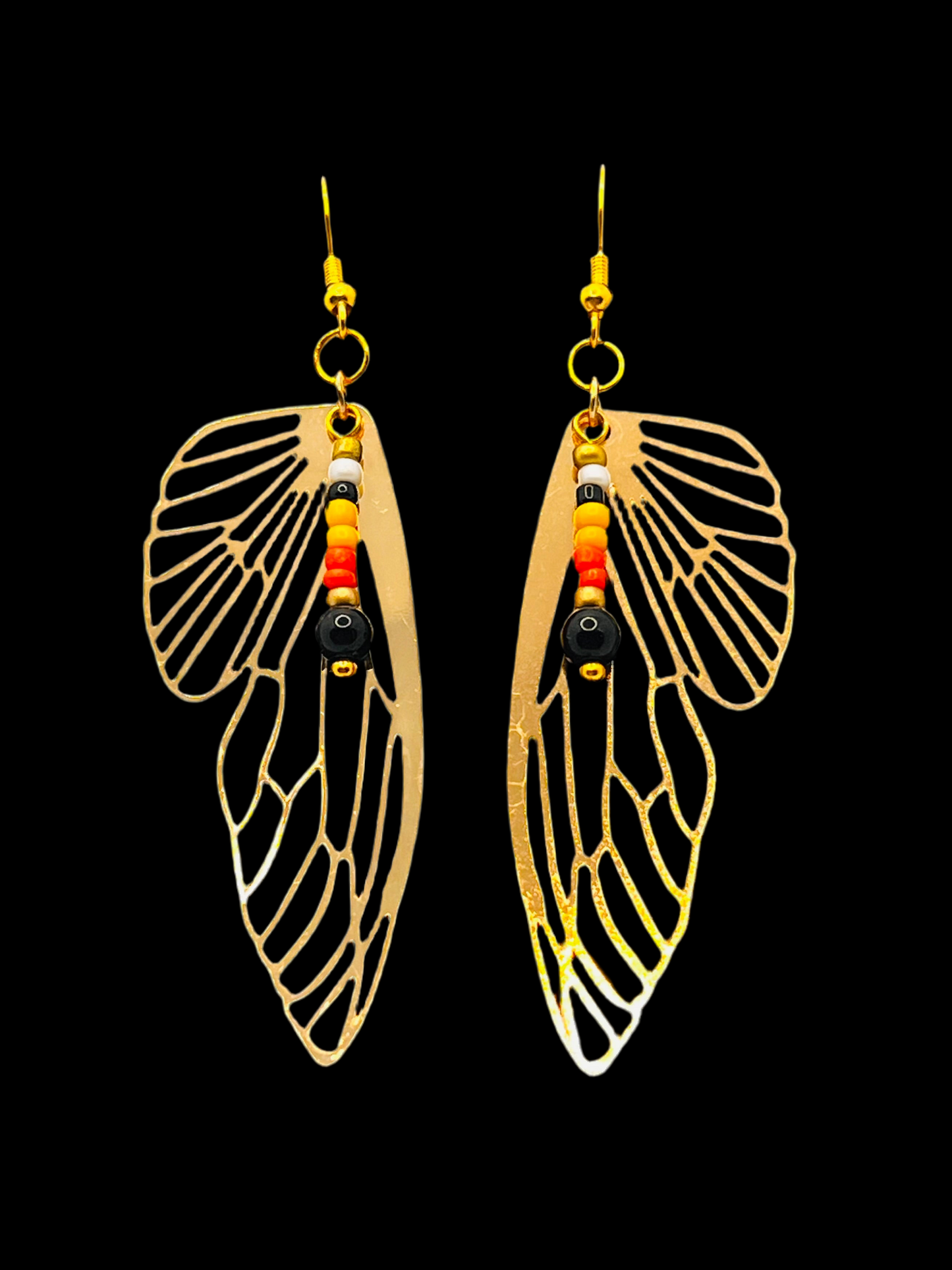 Gold Monarch Butterfly Wing Earrings