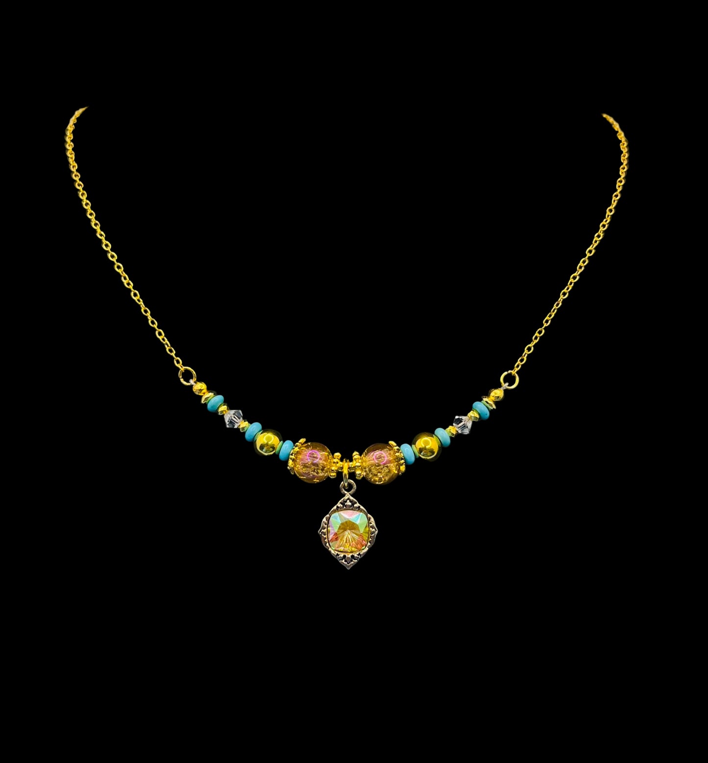 Fairy Tale Topaz Crystal & Turquoise Necklace