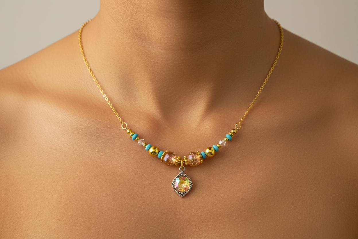 Fairy Tale Topaz Crystal & Turquoise Necklace
