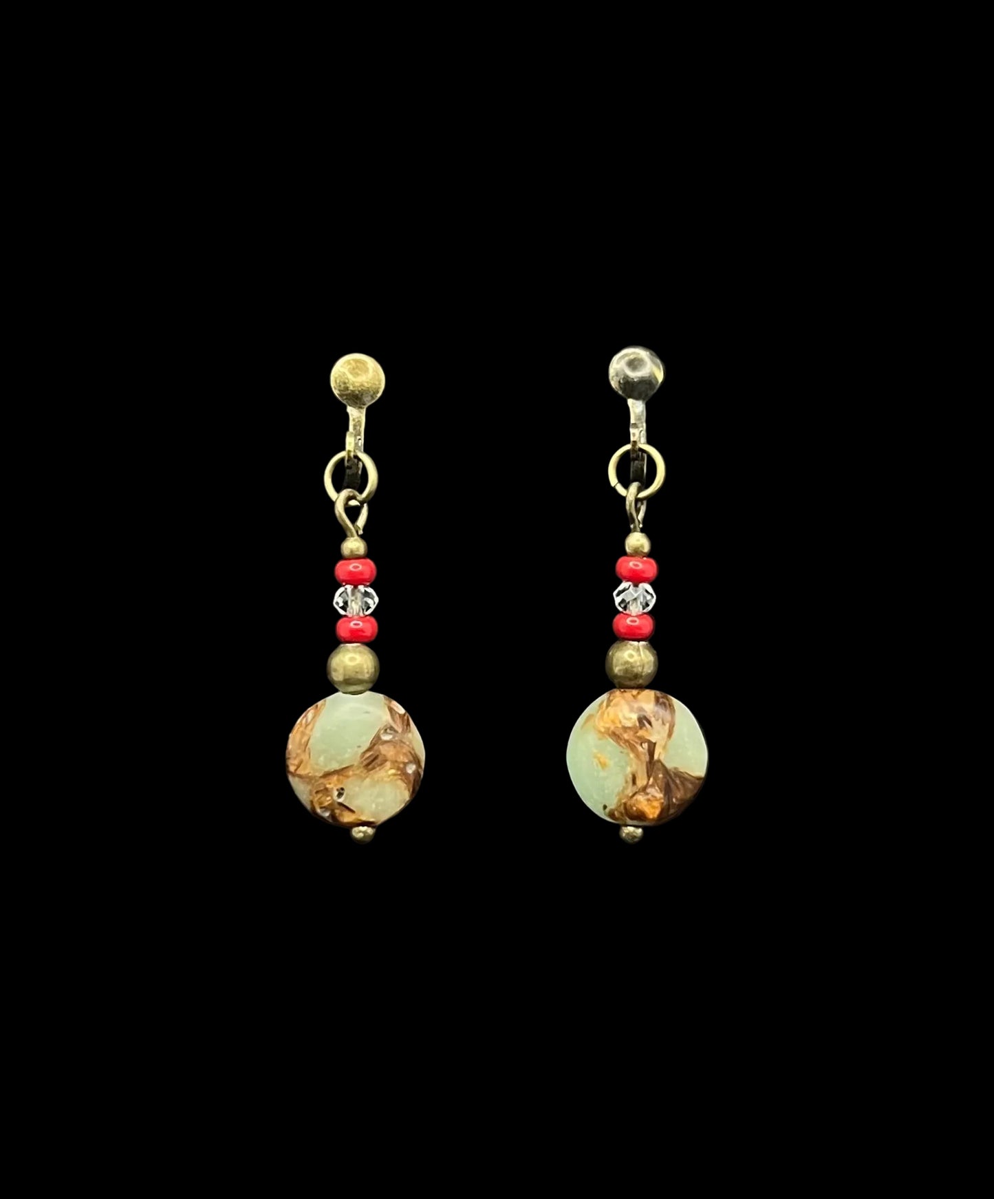 Bronze Marbled Resin Bead Earrings