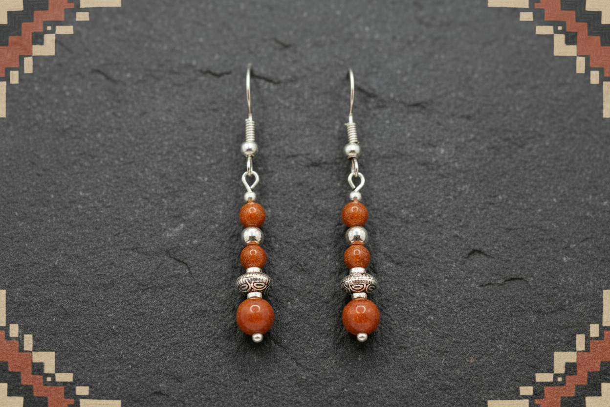 Gold Stone Dangle Earrings
