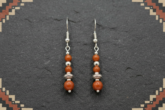 Gold Stone Dangle Earrings