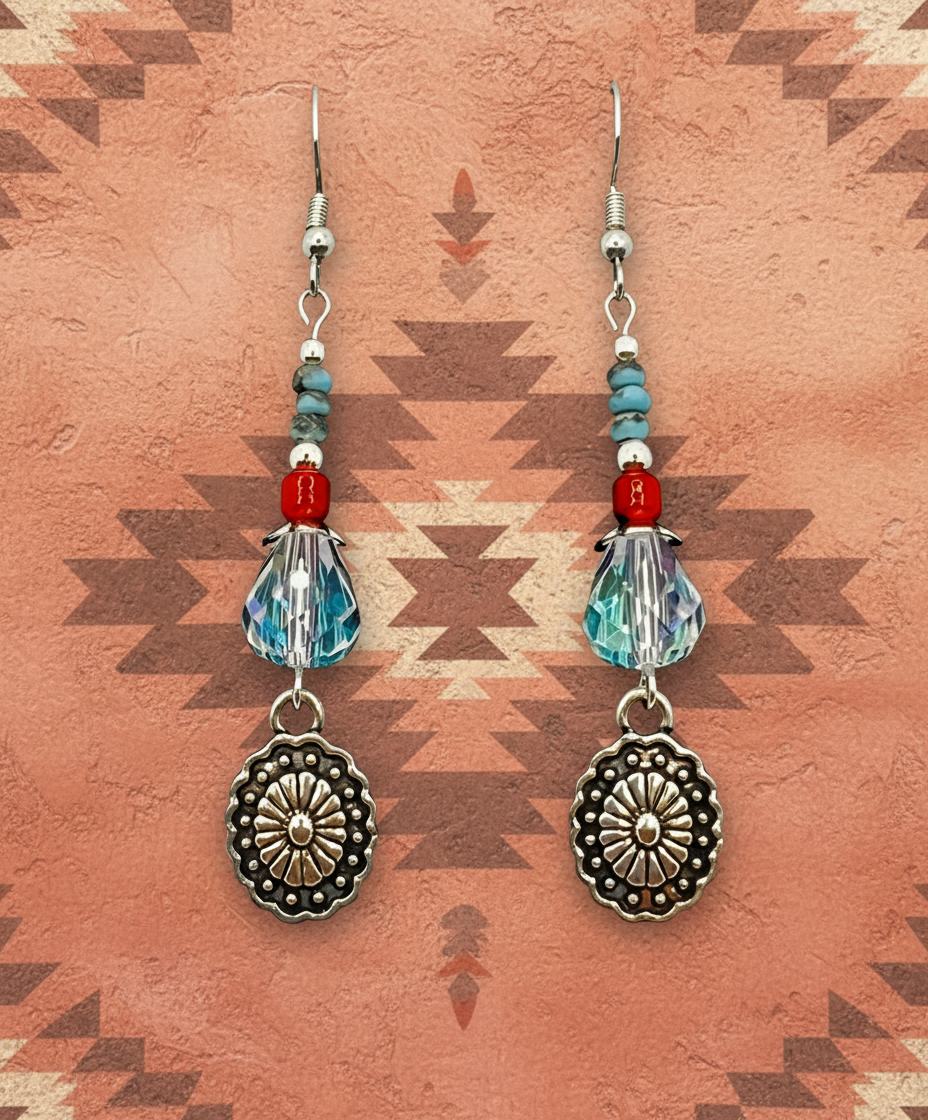 Oval Concho Charm Earrings
