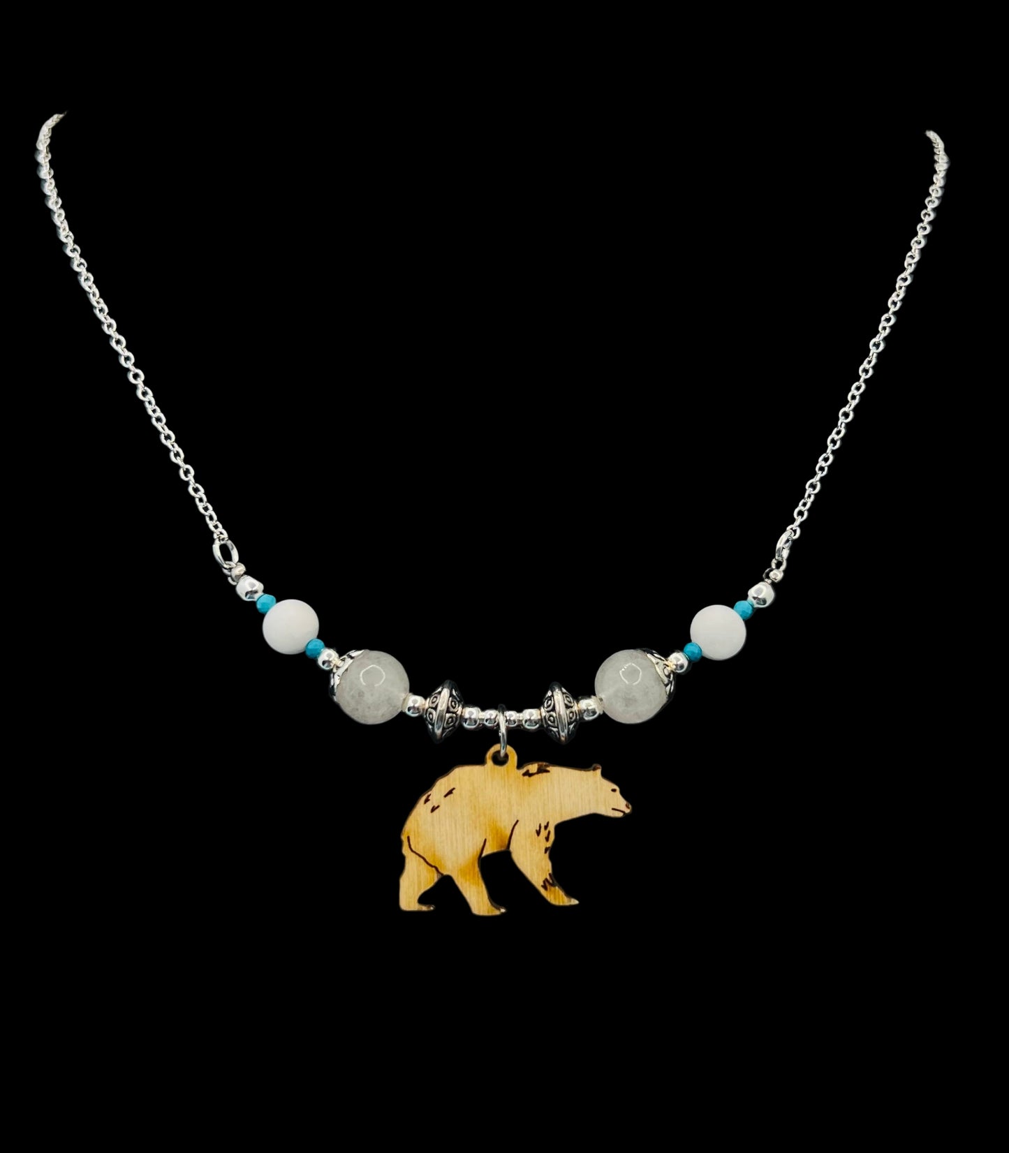 Polar Bear Beaded Wire Chain Necklace
