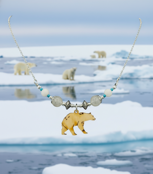Polar Bear Beaded Wire Chain Necklace