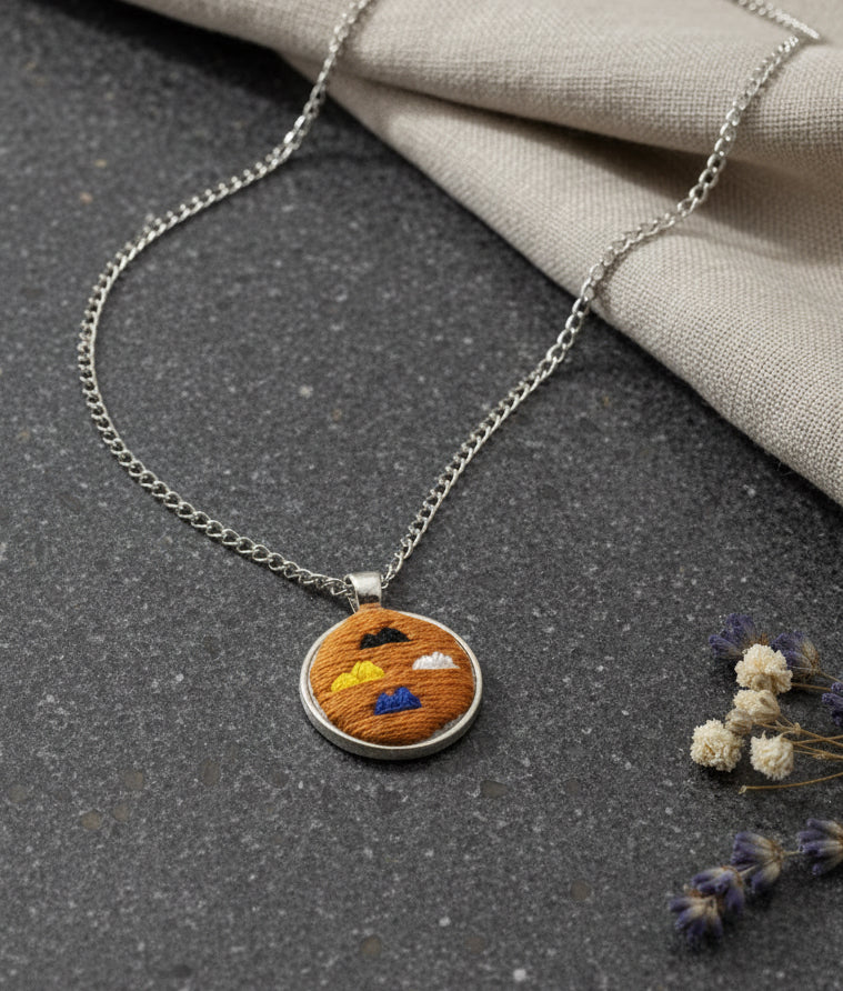 Embroidered Navajo 4 Sacred Mountains Pendant