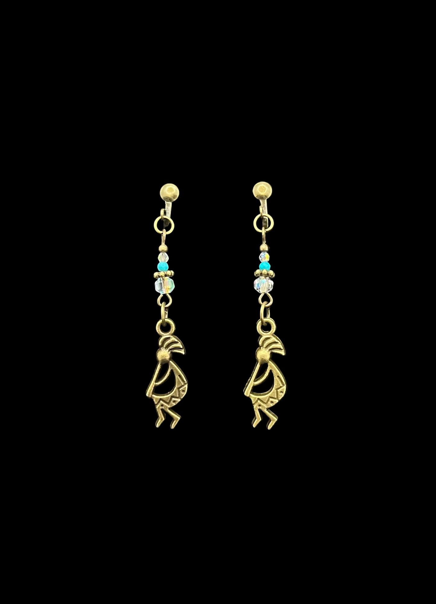 Bronze Kokopelli Clip-on Earrings