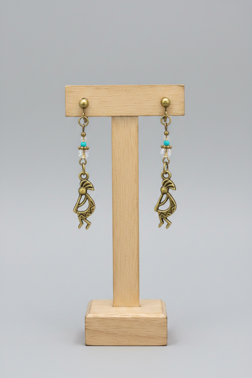 Bronze Kokopelli Clip-on Earrings