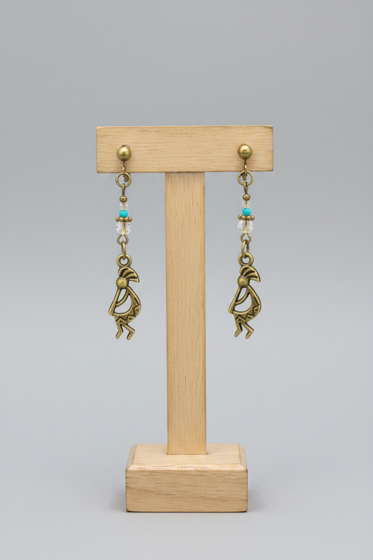 Bronze Kokopelli Clip-on Earrings