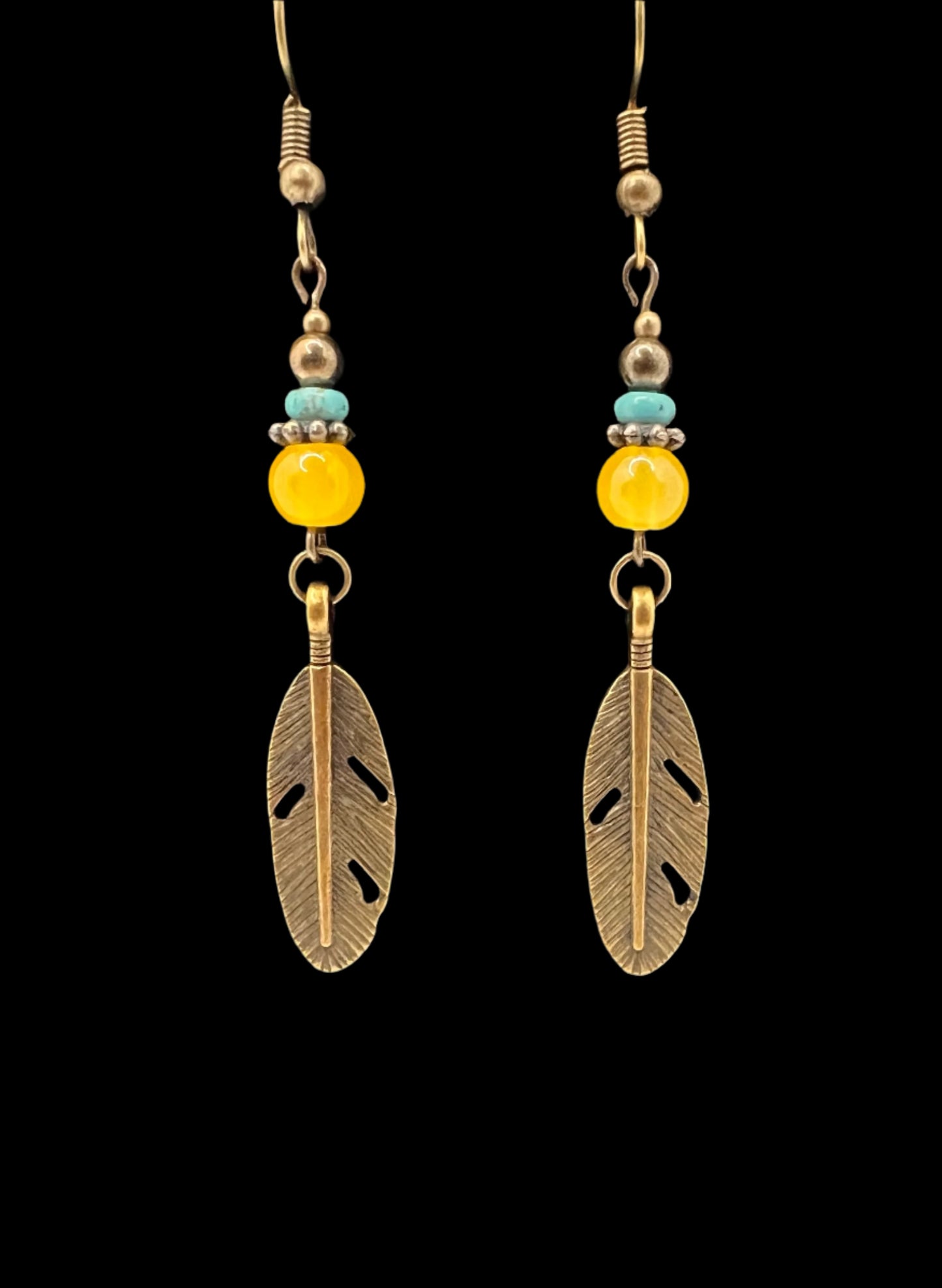 Bronze Feather Earrings