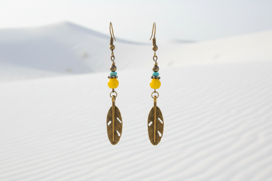 Bronze Feather Earrings