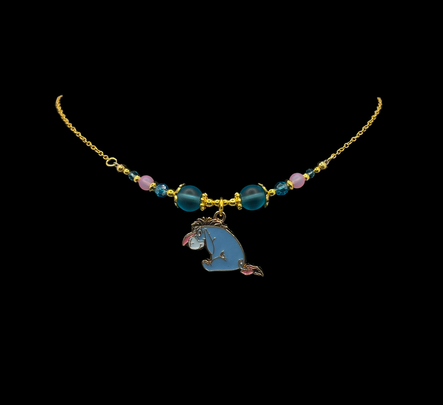 Eeyore Themed Beaded Wire Chain Necklace