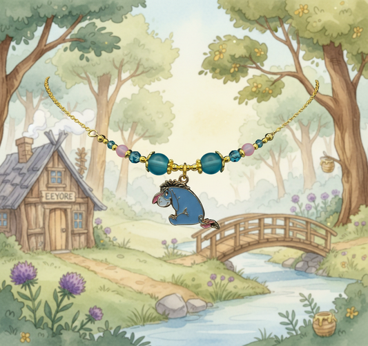 Eeyore Themed Beaded Wire Chain Necklace