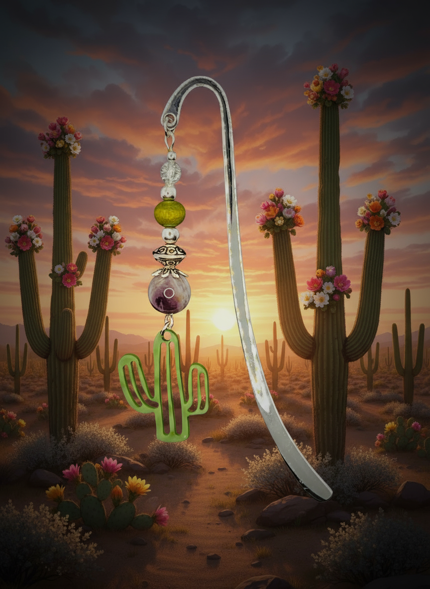 Silver Cactus Bookmark