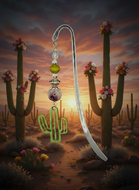 Silver Cactus Bookmark